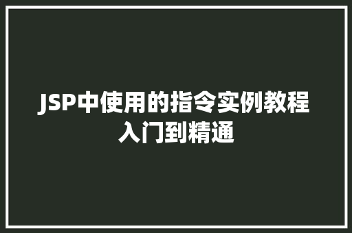 JSP中使用的指令实例教程入门到精通