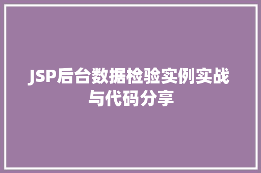 JSP后台数据检验实例实战与代码分享 第1张 JSP后台数据检验实例实战与代码分享 第1张