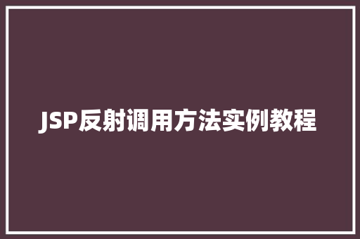 JSP反射调用方法实例教程